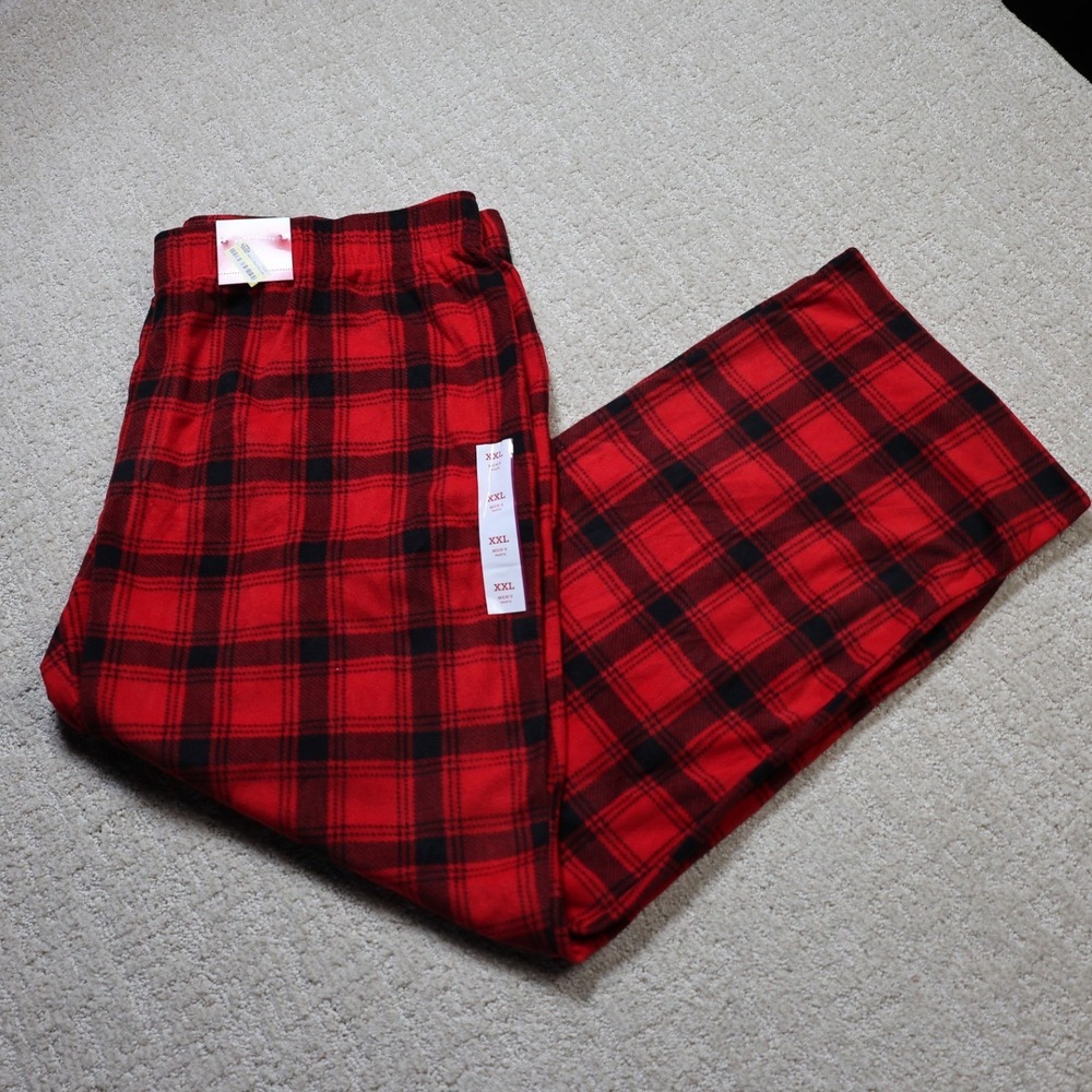 Wondershop Target Mens Red Black Plaid Microfleece Pajama Pants XXL Sleepwear
